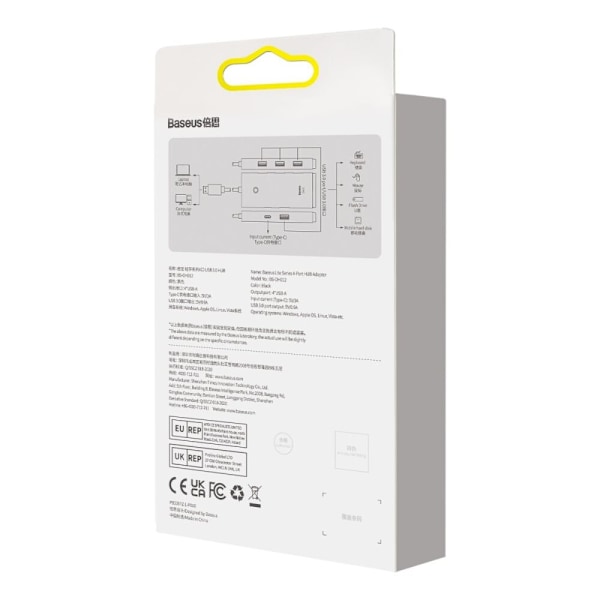 BASEUS MULTIFUNKTIONEL 4-PORTS HUB (USB-A TIL 4XUSB-A 3.0) 0,25 M SORT