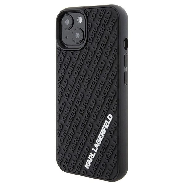 KARL LAGERFELD 3D RUBBER MULTI LOGO COVER TIL IPHONE 15 - SORT