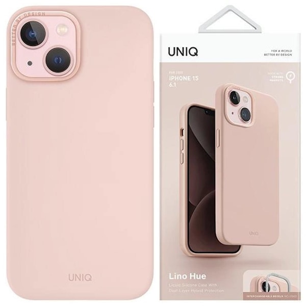 Uniq Lino Hue deksel til iPhone 14 Plus Magclick Ladelader - rosa