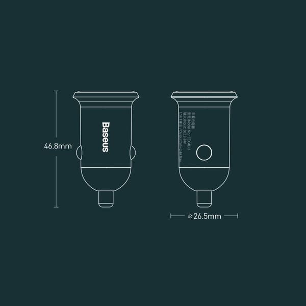 Baseus Grain Pro billader 2x USB 4.8 A hvit (CCALLP-02)
