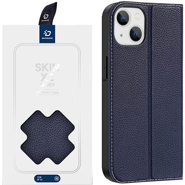 Dux Ducis Skin X2 beskyttelsesdeksel til iPhone 14-dekselet med blå magnetklaff