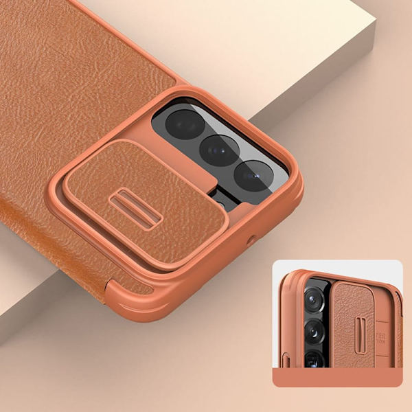Nillkin Qin Leather Pro Case Case for Samsung Galaxy S22+ (S22 Plus) kamerabeskyttelsesveske.