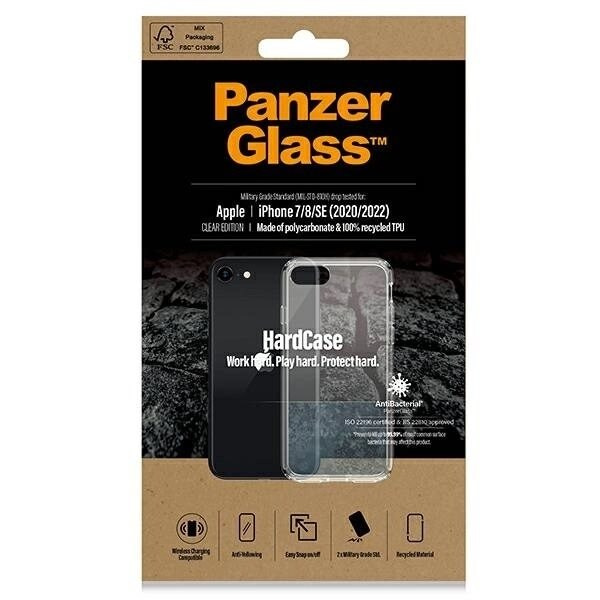 PanzerGlass HardCase antibakteriellt Military Grade certifierat fodral för iPhone SE 2022 / SE 2020 / 7 / 8 - transparent