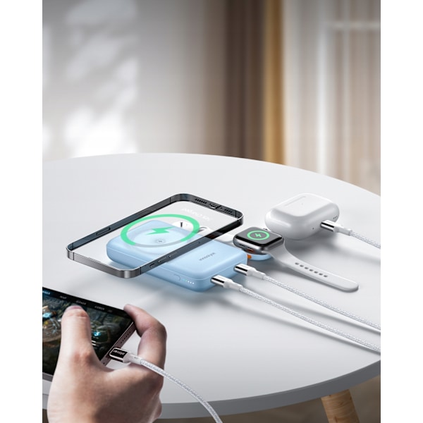 INNOSTYLE POWERDUO 2IN1 SNABB INDUKTIV POWERBANK FÖR MAGSAFE KLOCKA 10000MAH BLÅ