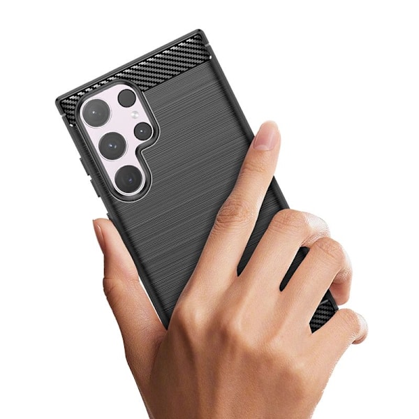 Karbondeksel Samsung Galaxy S24 Ultra Flexible Silicone Carbon Cover - svart