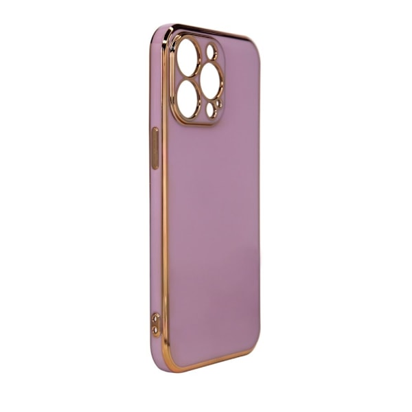 Lighting Color Case beskyttelsesdeksel til iPhone 13 Pro Max gel-deksel med gyllen ramme, lilla