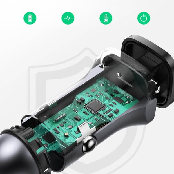 Ugrønn hurtig billader USB-A / USB-C 30W PD PPS grå (CD130)