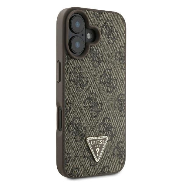 Guess GUHCP16SP4TDSCPW iPhone 16 6,1" brunt/brunt hårdfodral Läder Metall Logotyp Strass Crossbody