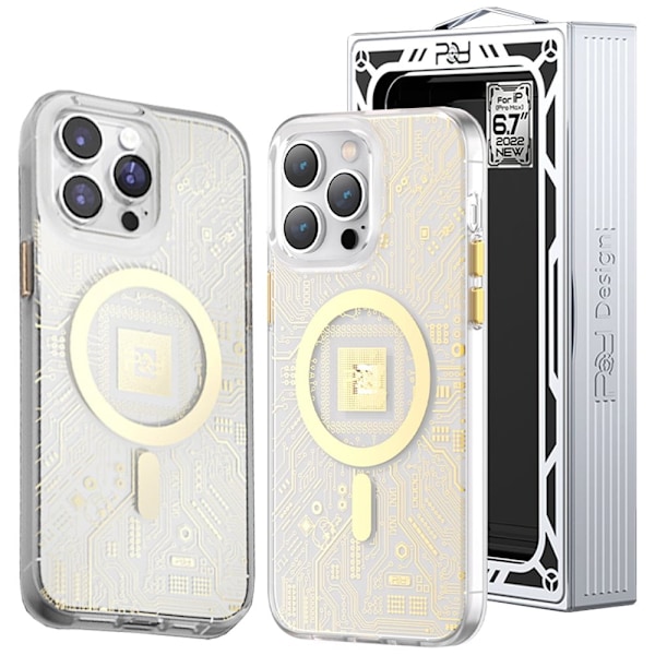 Kingxbar PQY Geek Series magnetisk deksel til iPhone 14 MagSafe Gold