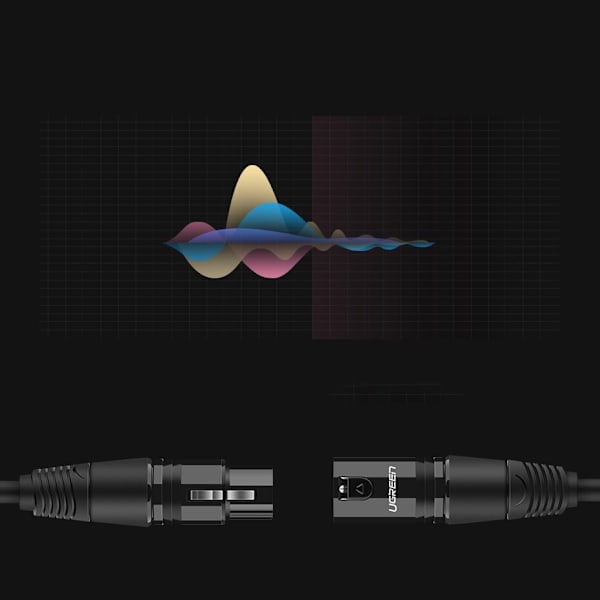 Ugrønn skjøtekabel lydkabel mikrofonkabel XLR (hunn) - XLR (hann) mikrofon 3 m (AV130)