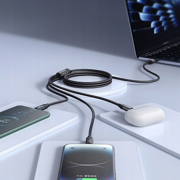 MCDODO USB-kabel 3IN1 SNABBLADDNING USB-C LIGHTNING MICRO USB QC 1M LED