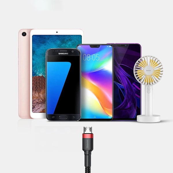 Baseus Cafule-kabel slitesterk nylonkabel USB / mikro-USB-kabel 2A 3M svart og rød (CAMKLF-H91)
