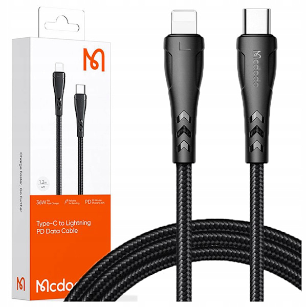MCDODO USB-C LIGHTNING SNABBLADDNINGSKABEL 36W 1M FÖR IPHONE 11 12 13 14