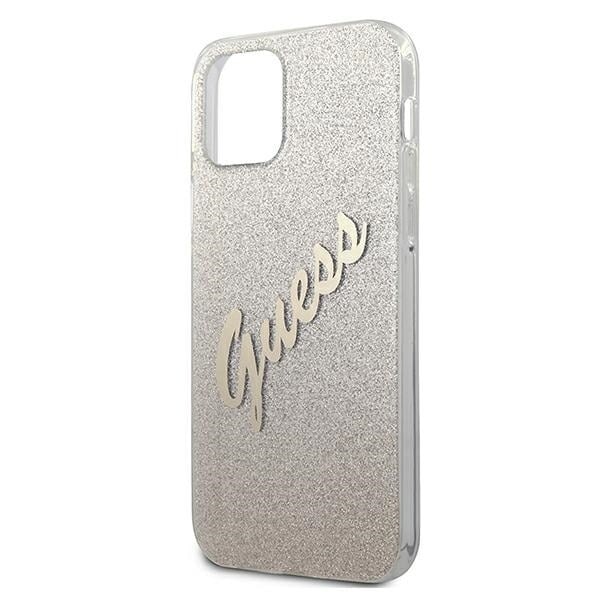 Guess GUHCP12SPCUGLSGO iPhone 12 mini 5.4 gull/gull hardt deksel Glitter Gradient Script