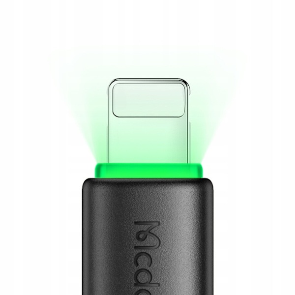 MCDODO LADDARE USB-C BLIXT SNABB LADDNINGSKABEL IPHONE 1M LED SVART