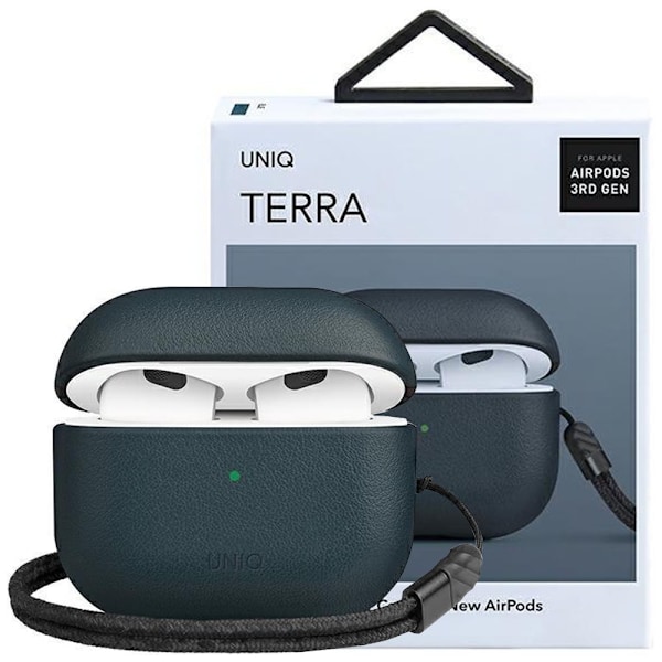 UNIQ TERRA ÆGTE LÆDER TASKE TIL AIRPODS 3 - BLÅ
