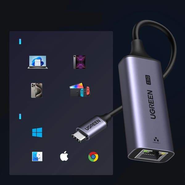 Ugreen CM648 USB-C til RJ45 Ethernet 2.5G Adapter - Grå