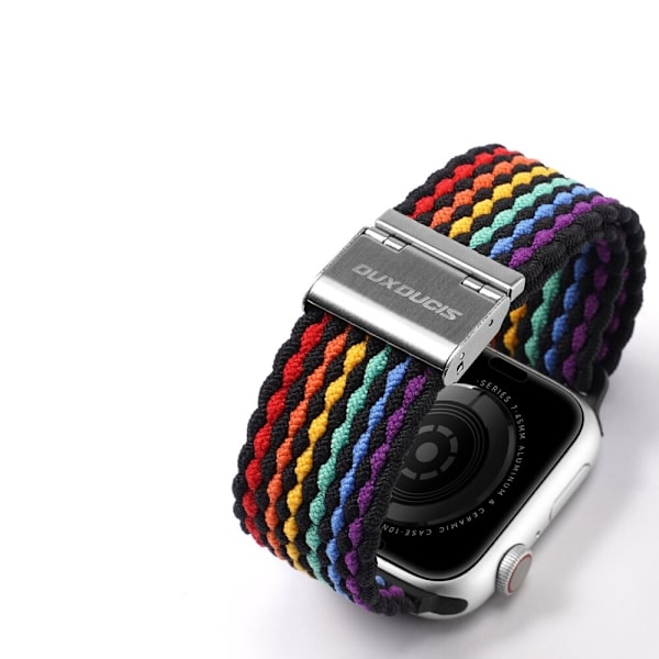 Dux Ducis-bånd (blandingsversjon) Apple Watch SE-bånd 8, 7, 6, 5, 4, 3, 2, 1 (41, 40, 38 mm) flettet bånd, mørke striper