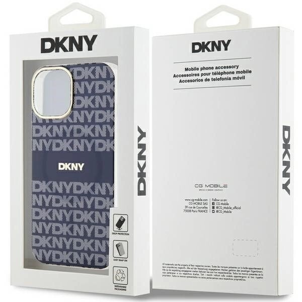 DKNY IML Mono & Stripe MagSafe Beskyttelsesveske for iPhone 15/14/13 - Blå