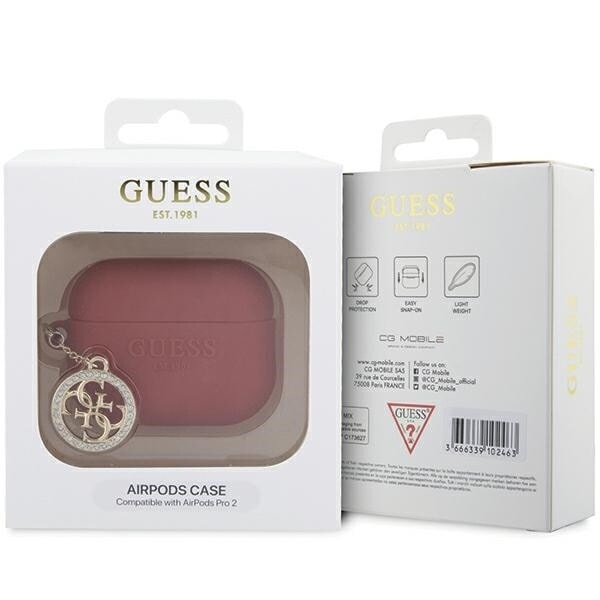 Guess 3D Rubber 4G Diamond Charm Deksel for AirPods Pro 2 - Rød