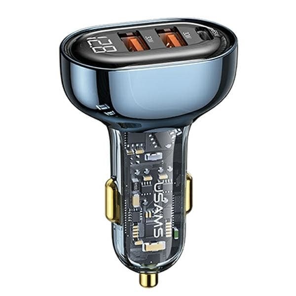 USAMS Lad. ensam. 2xUSB+1xUSB-C 125W snabbladdning transparent blå CC158CC02 (US-CC158)