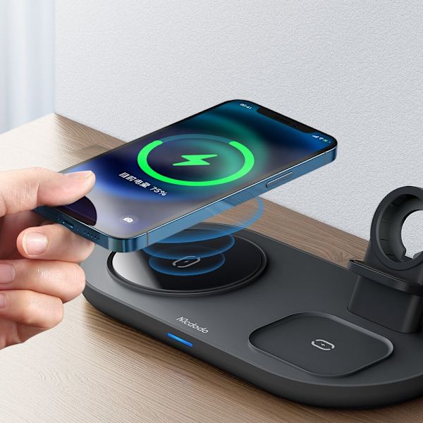 Mcdodo Dockningsstation, 3-i-1 laddare för iPhone, Airpods, Klocka, svart