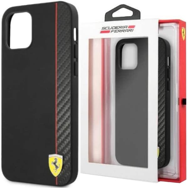 FERRARI ON TRACK CARBON STRIPE ETUI TIL IPHONE 13 MINI - SORT