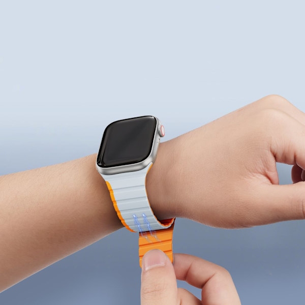Magnetisk Apple Watch SE 8, 7, 6, 5, 4, 3, 2, 1 (41, 40, 38 mm) Dux Ducis-bånd (LD-versjon) - Grå-oransje