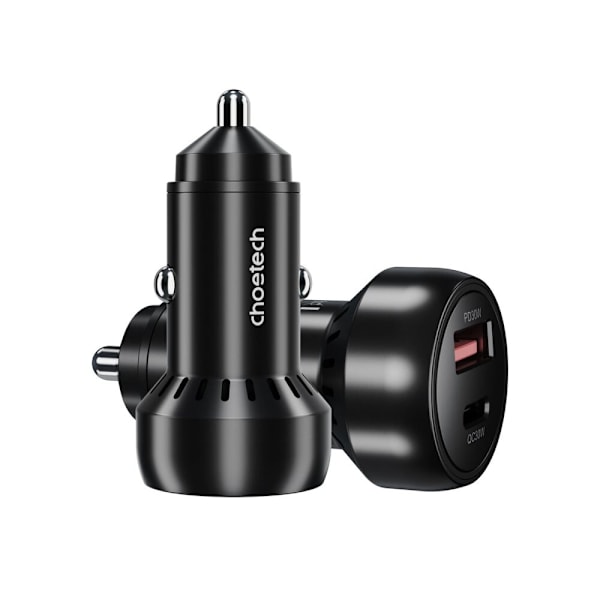 Choetech TC0014 USB-C USB-A PD 60W billader med LED-bakgrunnsbelysning - Svart