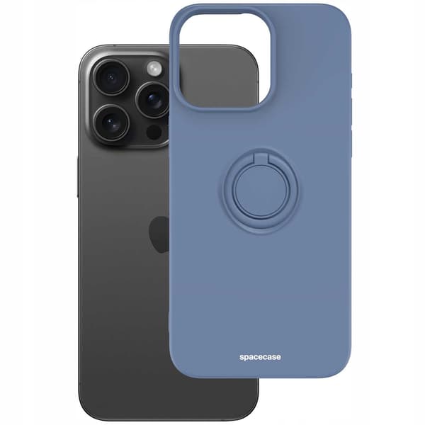 Spacecase Silikon Ringfodral För Iphone 15 Pro Max Blue Case Cover