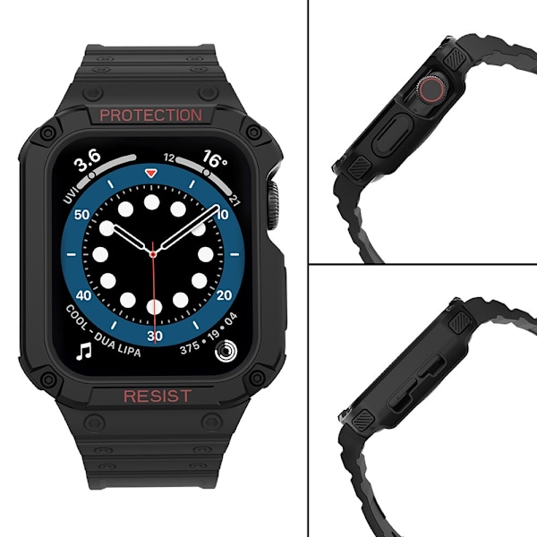 Beskytt armbåndet med etuiet Apple Watch 7/6/5/4/3/2/SE (41/40/38mm) etui pansret klokkedeksel svart