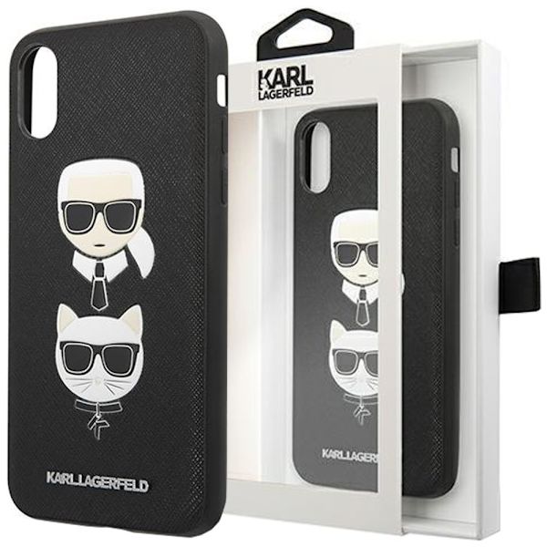 KARL LAGERFELD SAFFIANO KARL&CHOUPETTE HEAD COVER TIL IPHONE XS MAX - SORT