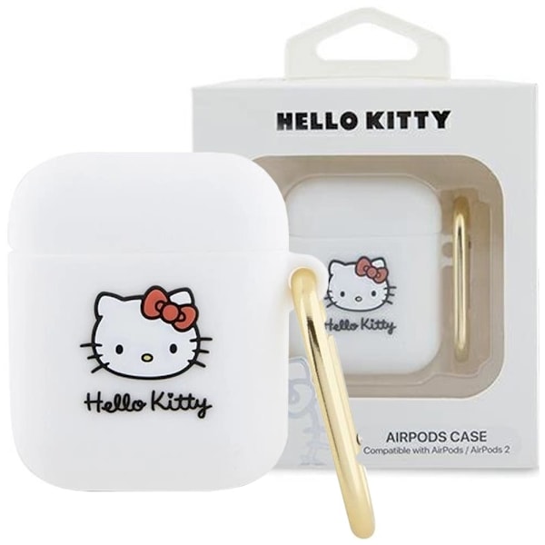 Hello Kitty Silikon 3D Kitty Head Case for AirPods 1/2 - Hvit