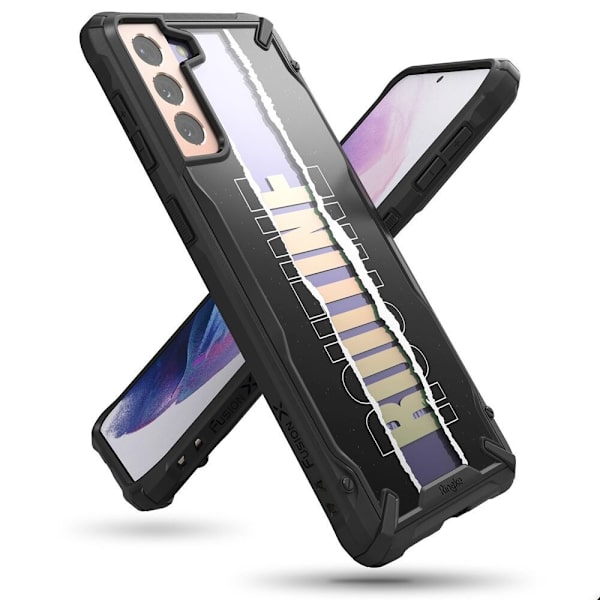 Ringke Fusion X Design pansret deksel med ramme Samsung Galaxy S21+ 5G (S21 Plus 5G) Svart (Rutine) (XDSG0054)