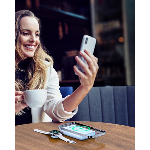INNOSTYLE POWERDUO 2IN1 SNABB INDUKTIV POWERBANK FÖR MAGSAFE KLOCKA 10000MAH BLÅ