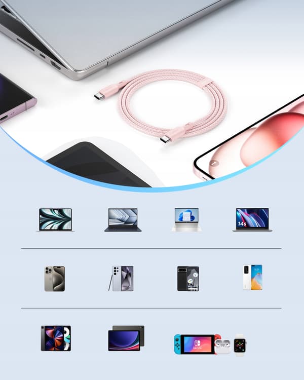 INNOSTYLE USB-C SNABBLADDNINGSKABEL FÖR IPHONE SAMSUNG USB TYP C 60W 2M