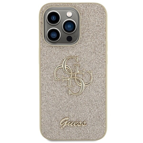 Guess Glitter Script Big 4G-deksel til iPhone 15 Pro Max - Gull