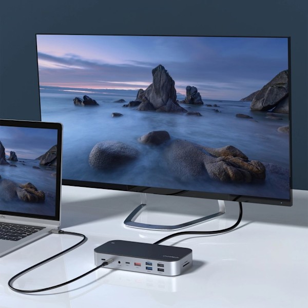 CHOETECH HUB USB-C - USB-C PD/USB-C/USB-A/HDMI /VGA/DP/SD/TF/RJ45/AUX GRÅ