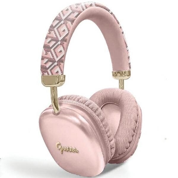 Guess GCube Metallic Script Logo Bluetooth-øretelefoner - Rosa