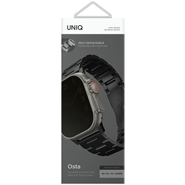 Uniq Kjøp remveske for Apple Watch 42/44/45/49 mm Series 1/2/3/4/5/6/7/8/SE/SE2/Ultra rustfritt stål - svart