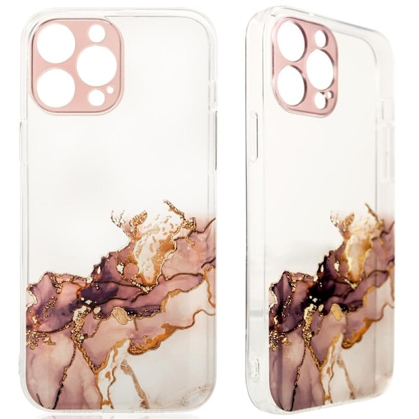 Marble Case-deksel til iPhone 13 Pro Max, gel-skall, marmorbrun