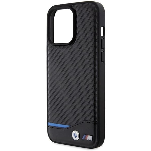 BMW LÆDER CARBON COVER TIL IPHONE 15 PRO MAX - SORT