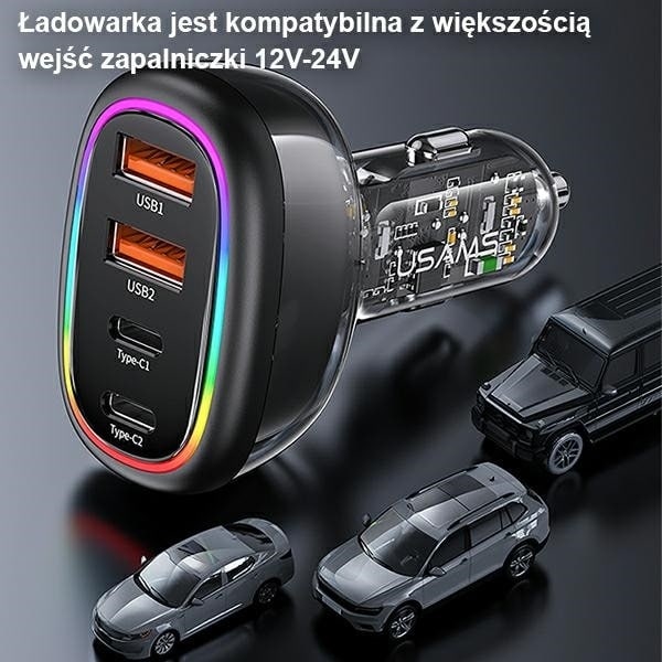USAMS Lad. ensam. 2xUSB-C 2xUSB-A C34 120W Snabbladdning blå/blå CC169CC01 (US-CC169)