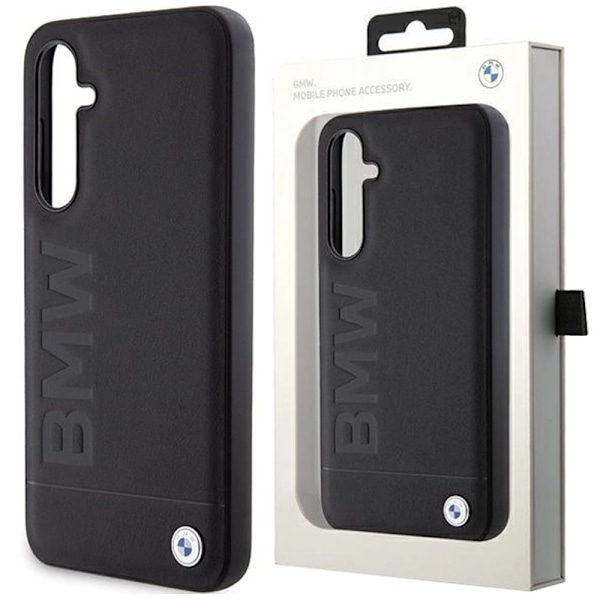 BMW Leather Hot Stamp Veske til Samsung Galaxy S23 FE - Svart