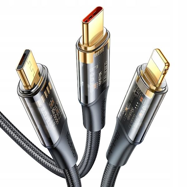 MCDODO USB-KABEL 3IN1 SNABBLADDNING USB-C LIGHTNING MICRO USB 6A 100W 1M