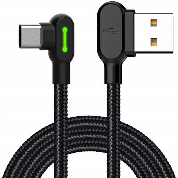 MCDODO VINKELKABEL 90° USB-C SNABBLADDNING DUBBELSIDIG USB TYPE C LED 2M