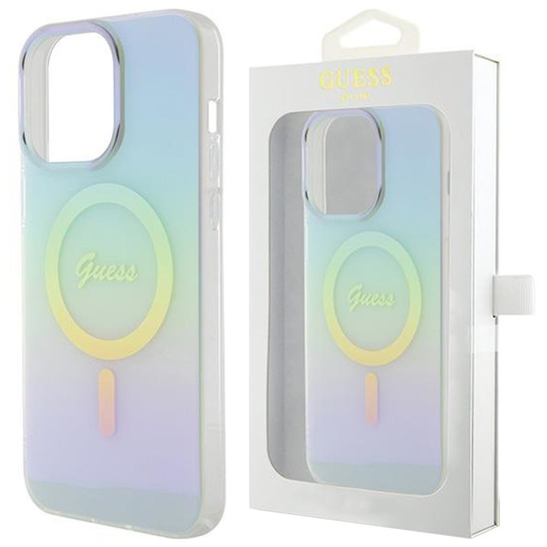 Guess IML Iridescent MagSafe-deksel til iPhone 15 Pro - turkis