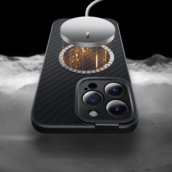 Armor-deksel til iPhone 14 Pro Max, MagSafe-kompatibel, herdet glass Baseus Synthetic Fiber - svart
