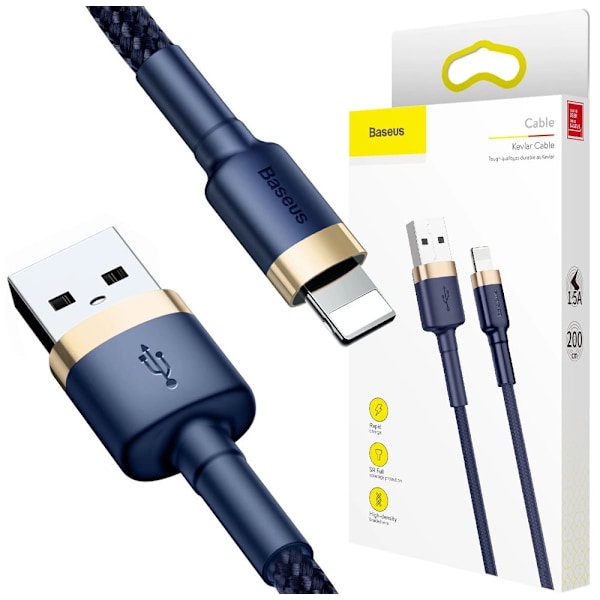 Baseus Cafule USB-A / Lightning 2.4A QC 3.0-kabel 1 m - blått gull