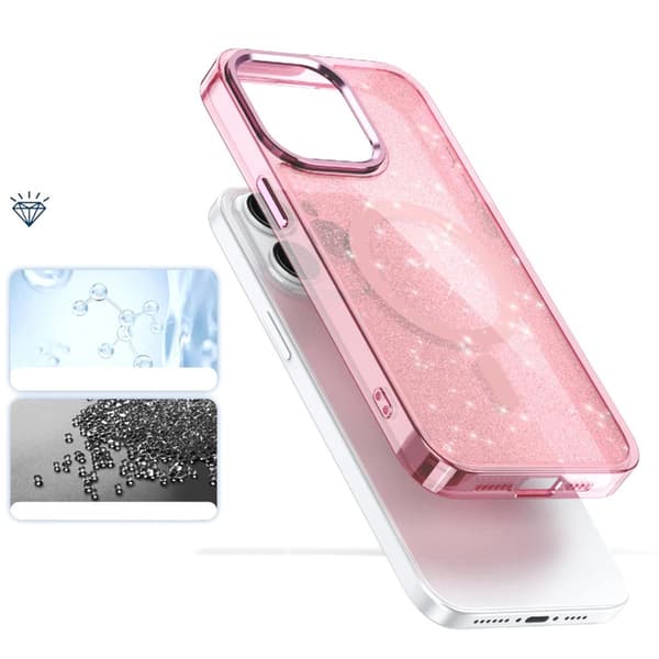 GLITTER CASE MAGSAFE TIL IPHONE 16 PRO - PINK MED GLITTER